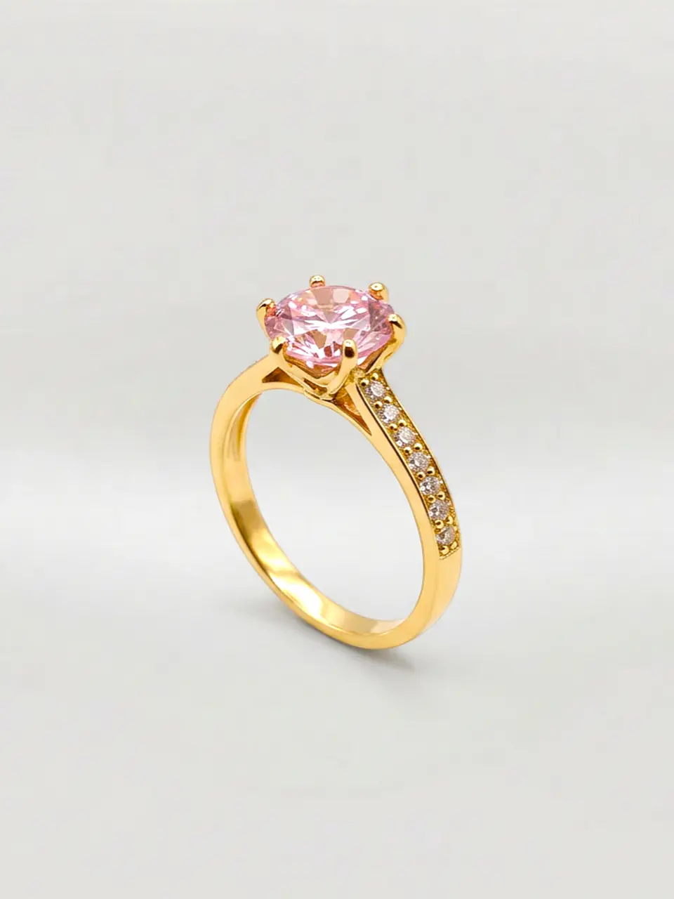 Anillo Solitario Cintillo de Rosa de Francia Oro 18k 3