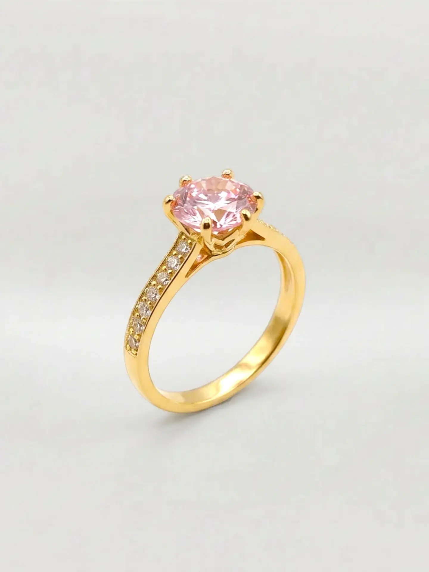 Anillo Solitario Cintillo de Rosa de Francia Oro 18k 4