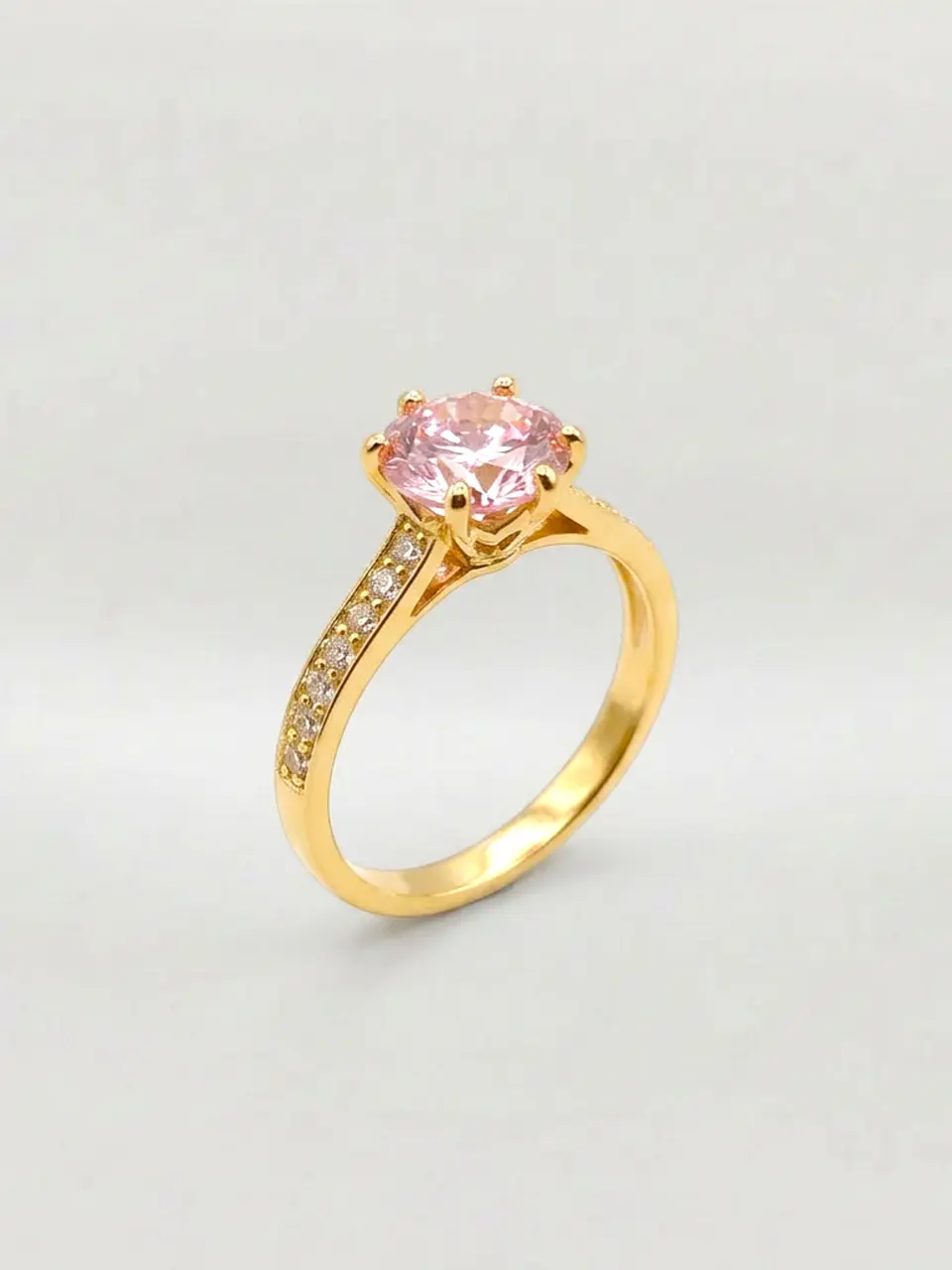 Anillo Solitario Cintillo de Rosa de Francia Oro 18k 4