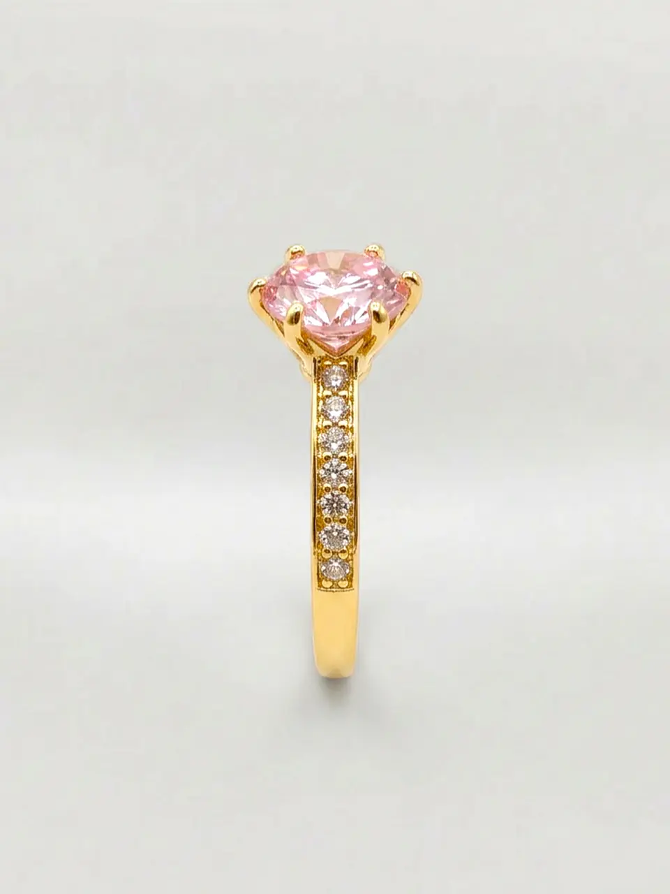Anillo Solitario Cintillo de Rosa de Francia Oro 18k 5