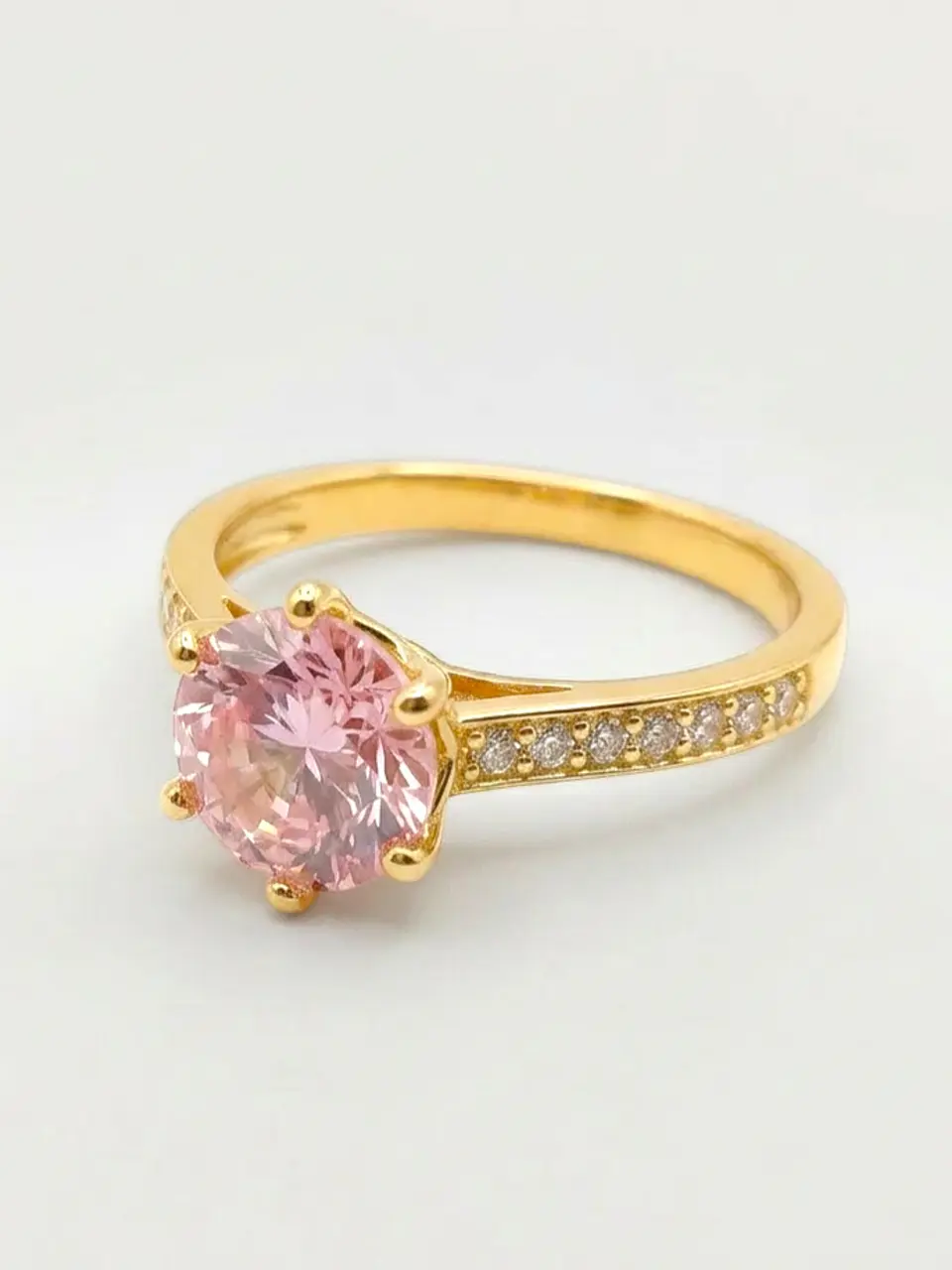 Anillo Solitario Cintillo de Rosa de Francia Oro 18k 1