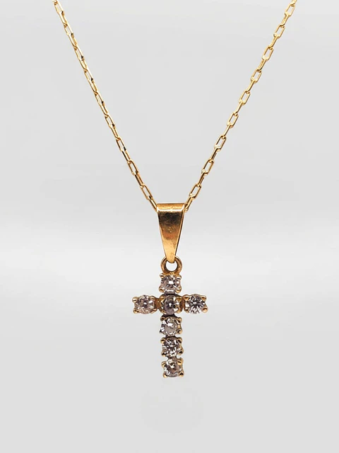 Cadena Cruz de Brillo Sagrado Circones Oro 18k