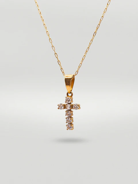 Cadena Cruz de Brillo Sagrado Circones Oro 18k