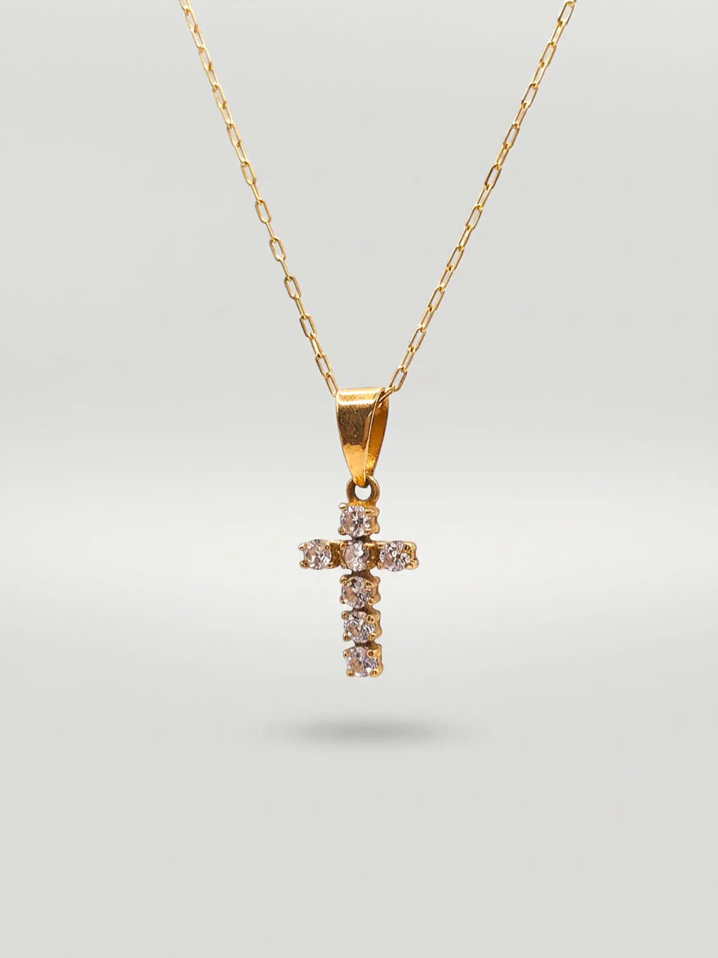 Cadena Cruz de Brillo Sagrado Circones Oro 18k 2