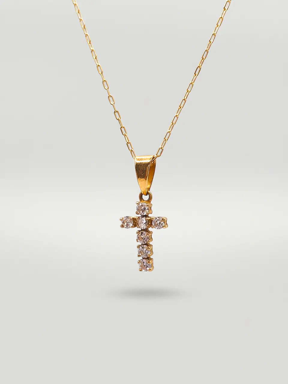 Cadena Cruz de Brillo Sagrado Circones Oro 18k 2
