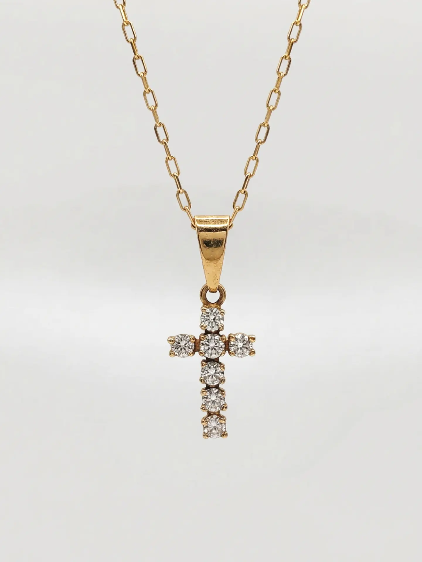 Cadena Cruz de Brillo Sagrado Circones Oro 18k 3