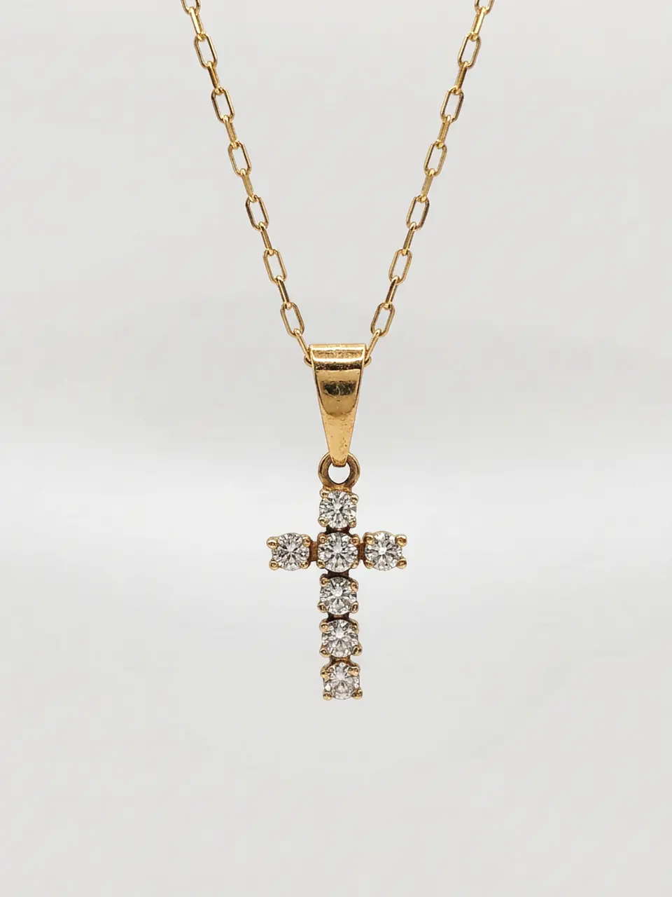 Cadena Cruz de Brillo Sagrado Circones Oro 18k 3