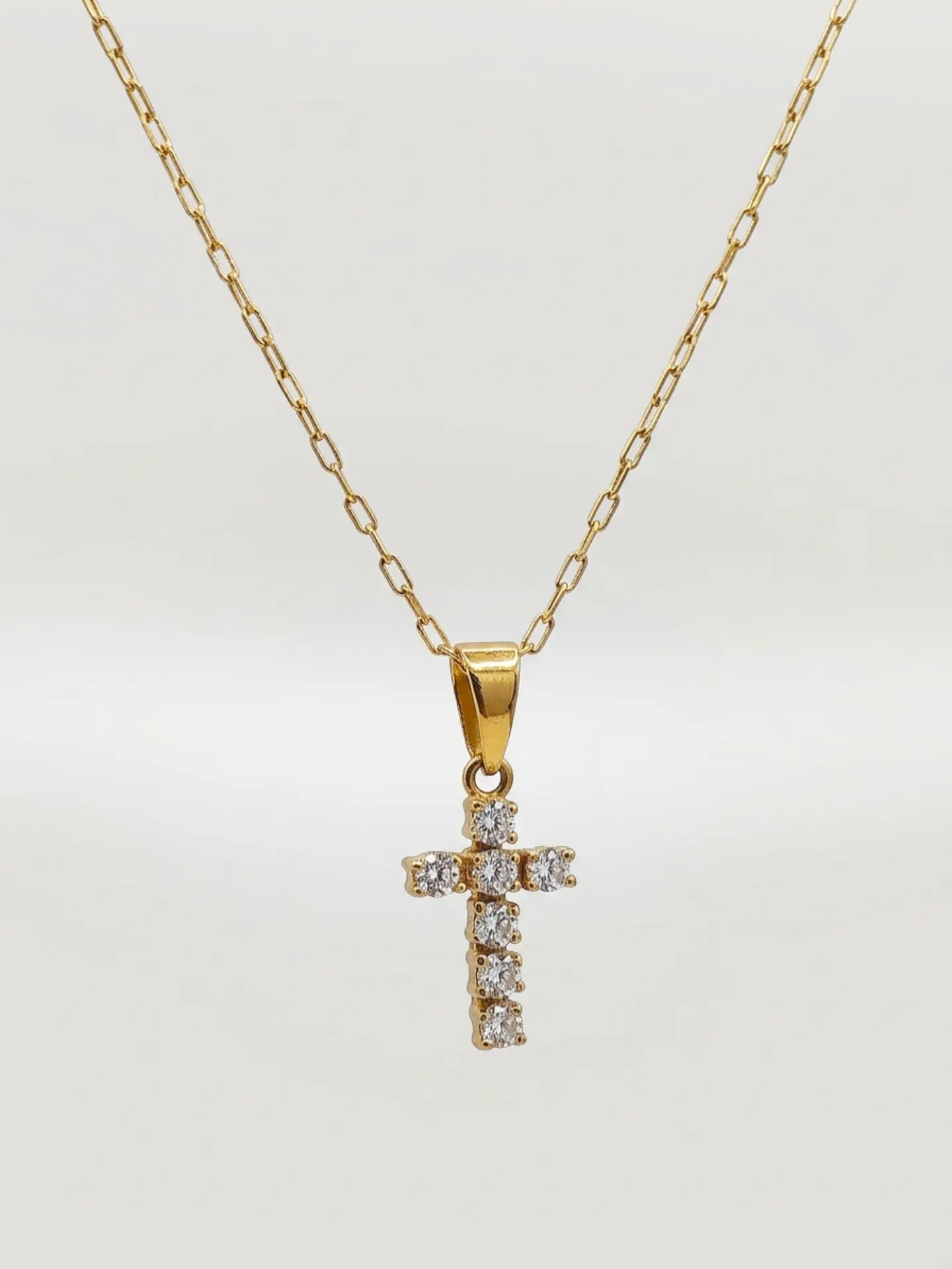 Cadena Cruz de Brillo Sagrado Circones Oro 18k 4