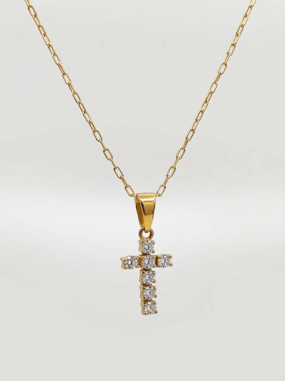 Cadena Cruz de Brillo Sagrado Circones Oro 18k 4