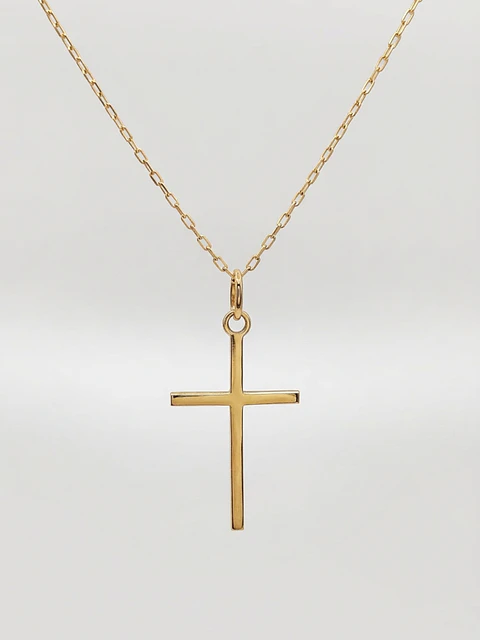 Cadena Cruz Estilizada de Fe Oro 18k