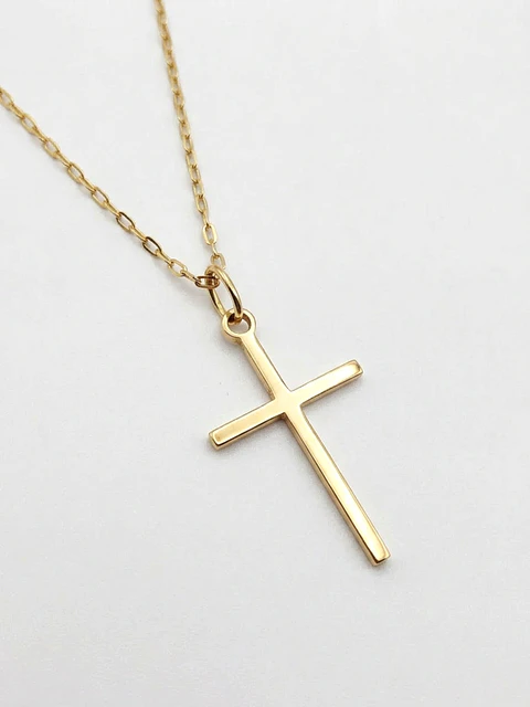 Cadena Cruz Estilizada de Fe Oro 18k