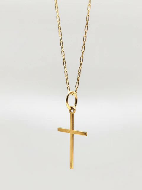 Cadena Cruz Estilizada Devoción Oro 18k