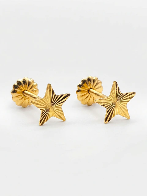 Aros Estrella Satín Grande Oro 18k