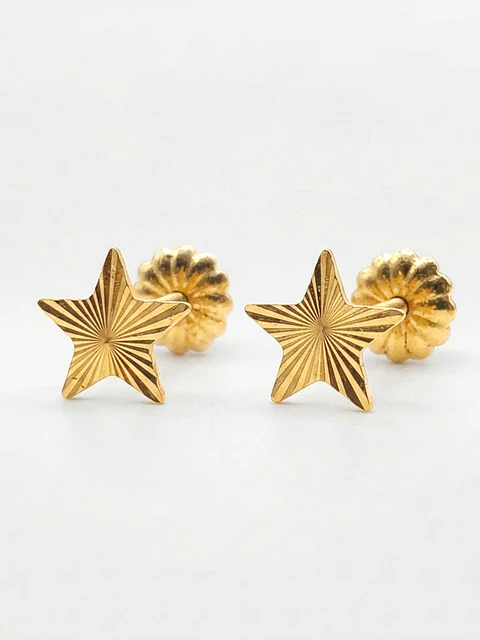 Aros Estrella Satín Grande Oro 18k