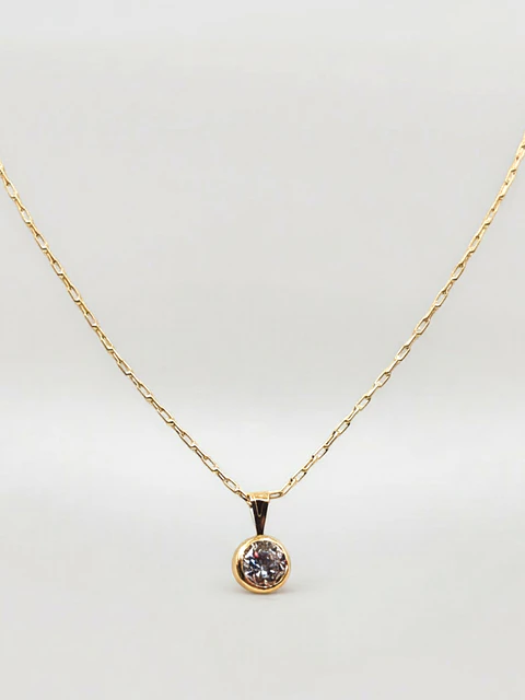 Cadena Esencia con Punto de Luz Circón Oro 18k