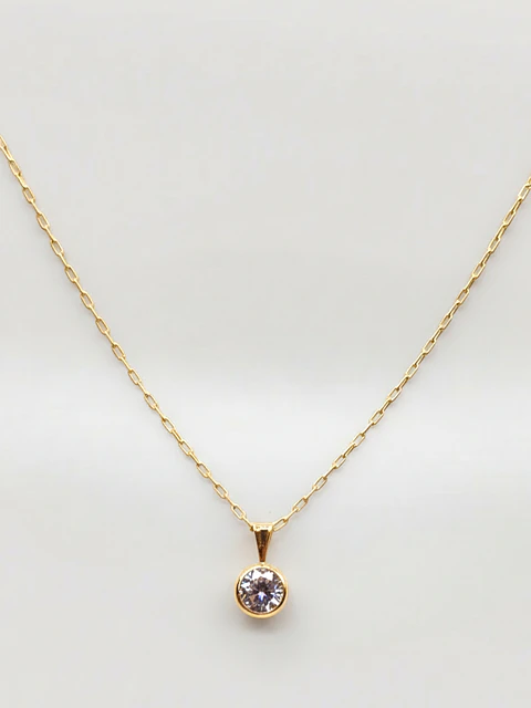 Cadena Esencia con Punto de Luz Circón Oro 18k