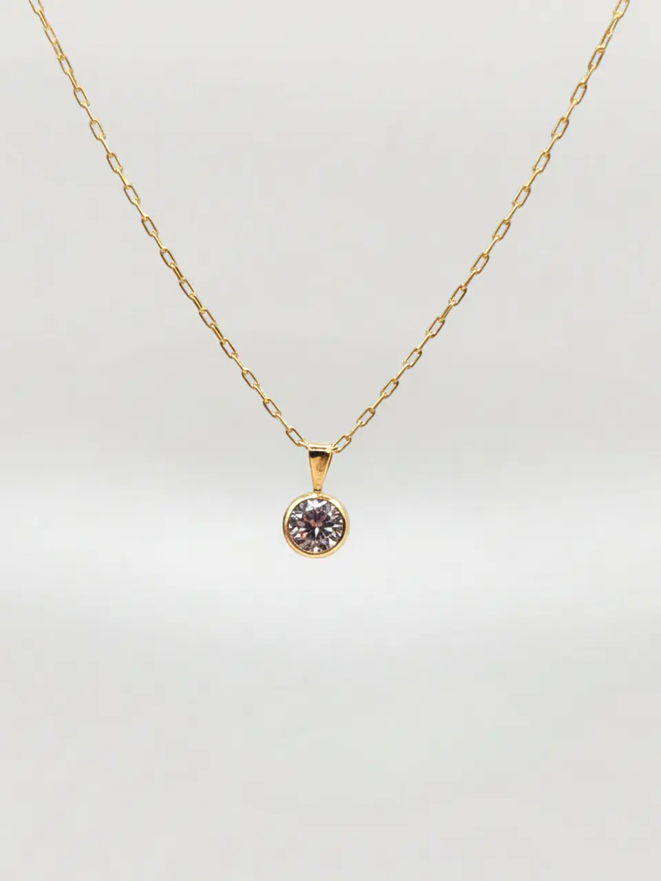 Cadena Esencia con Punto de Luz Circón Oro 18k 4