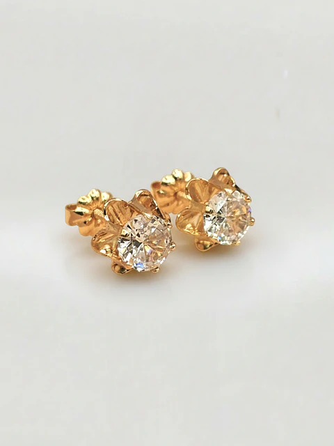 Aros Chatón Italiano Circón Grande Oro 18k