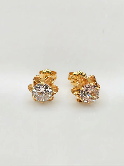 Aros Chatón Italiano Circón Grande Oro 18k