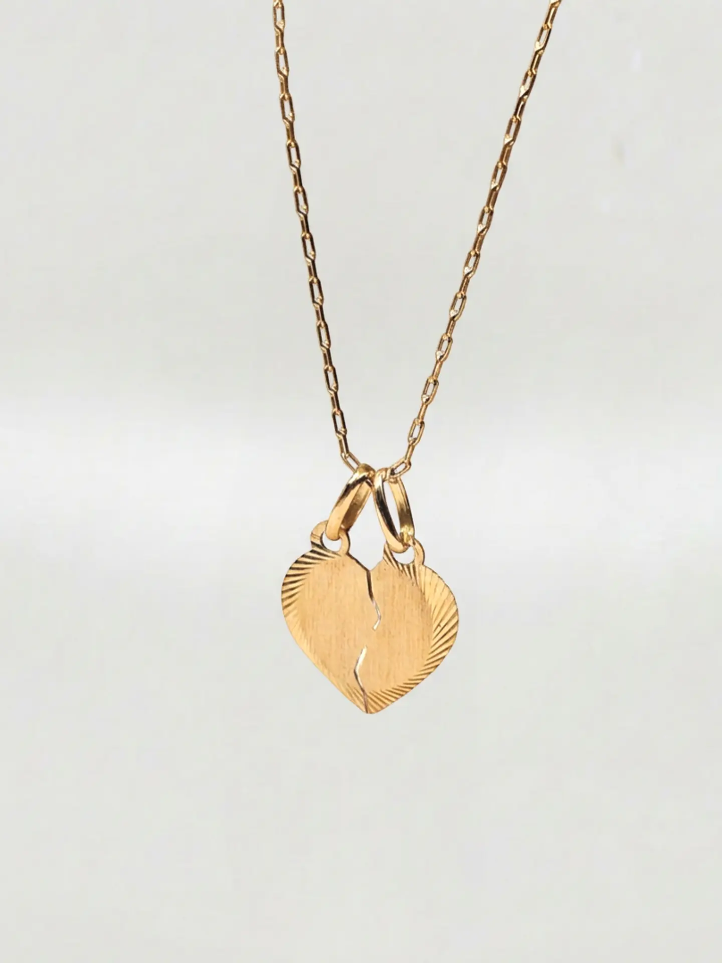 Cadena Almas Unidas Corazón Partido Oro 18k 1