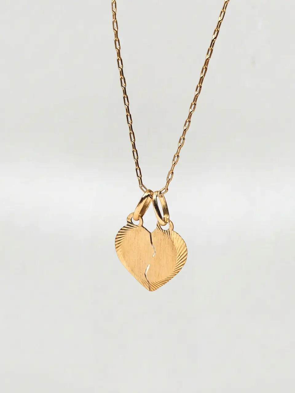 Cadena Almas Unidas Corazón Partido Oro 18k 1