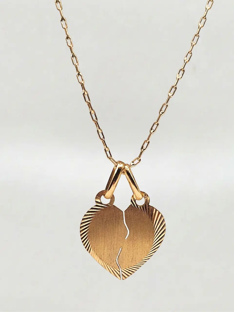 Cadena Almas Unidas Corazón Partido Oro 18k 3