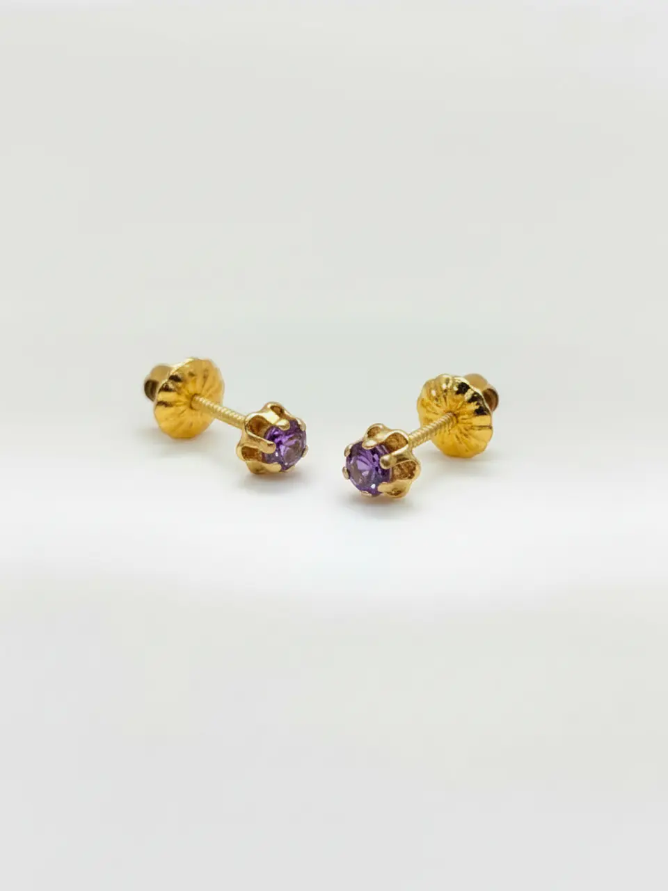 Aros Chatón Italiano Amatista Mediano Oro 18k 2