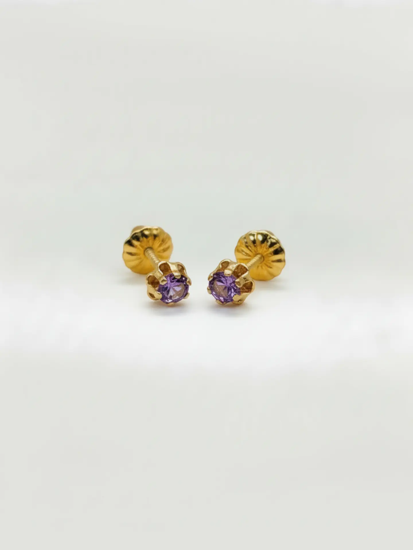 Aros Chatón Italiano Amatista Mediano Oro 18k 3