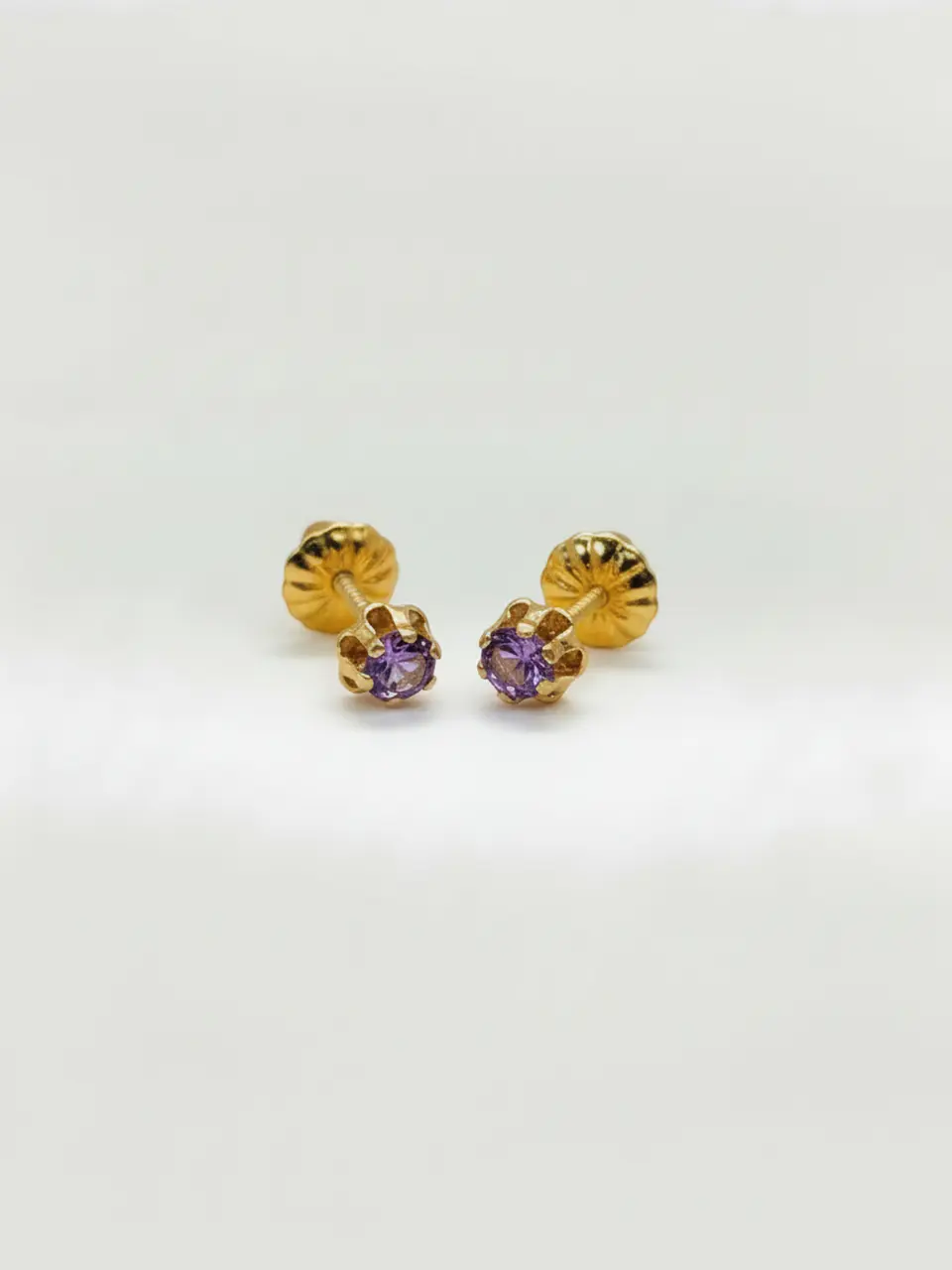 Aros Chatón Italiano Amatista Mediano Oro 18k 3