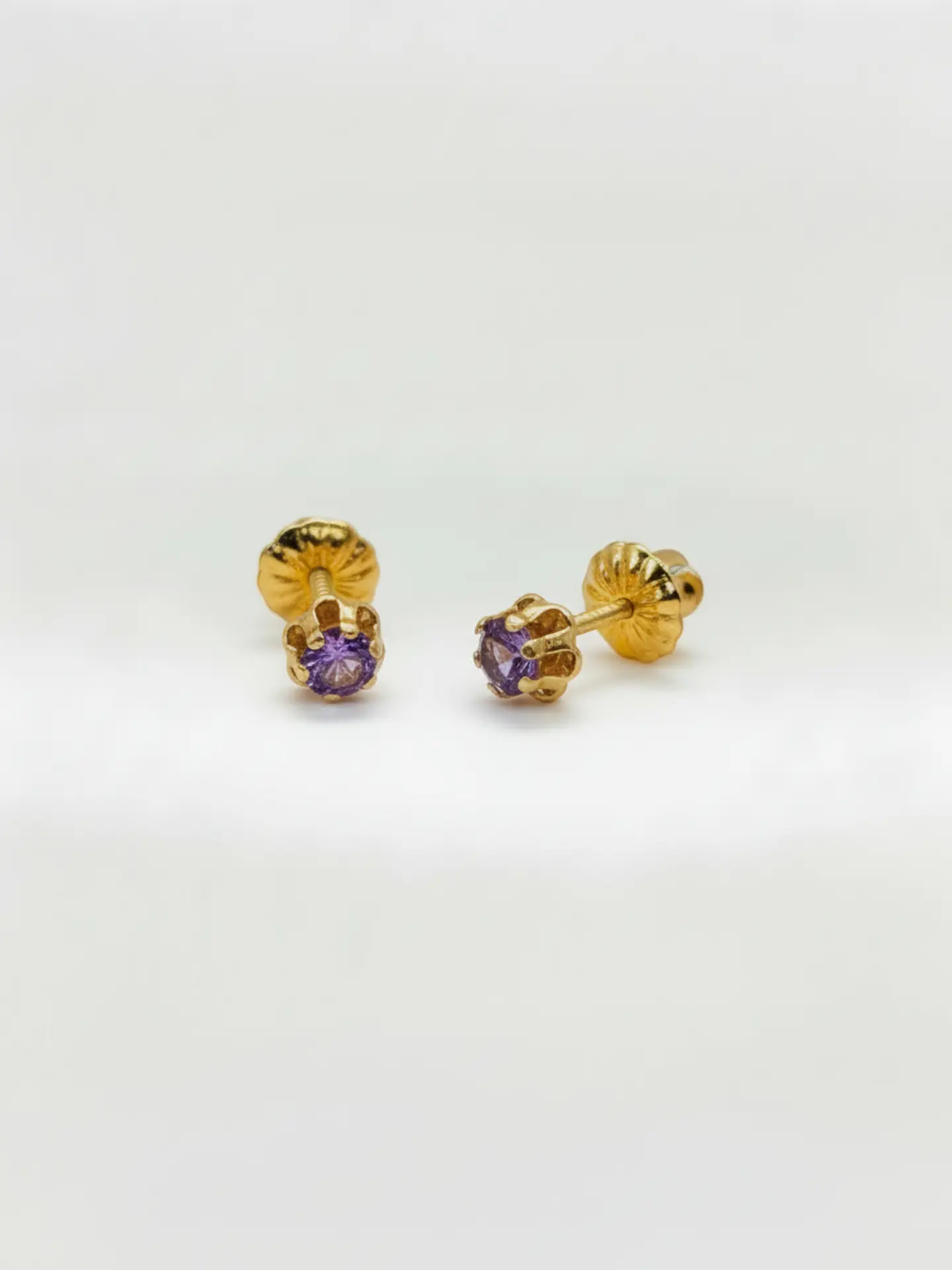 Aros Chatón Italiano Amatista Mediano Oro 18k 4