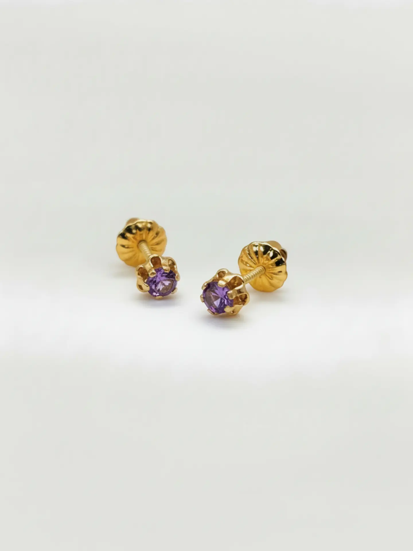 Aros Chatón Italiano Amatista Mediano Oro 18k 5