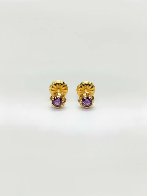 Aros Chatón Italiano Amatista Mediano Oro 18k