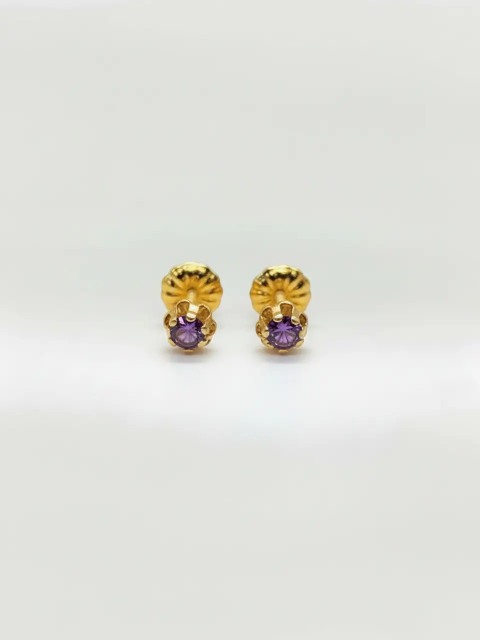 Aros Chatón Italiano Amatista Mediano Oro 18k 1