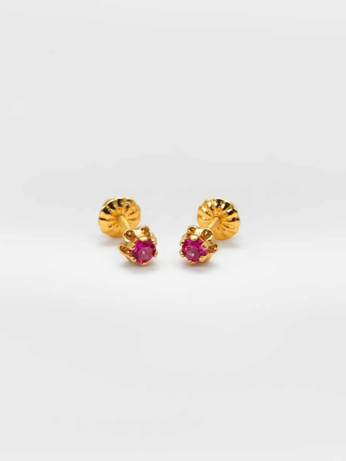 Aros Chatón Italiano Rubí Chico Oro 18k 1