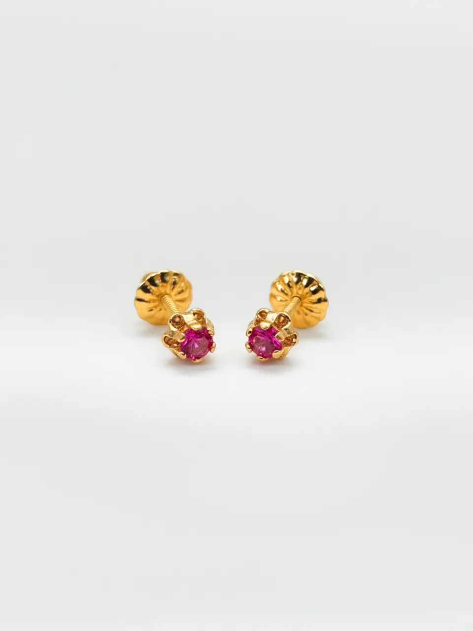 Aros Chatón Italiano Rubí Chico Oro 18k 1