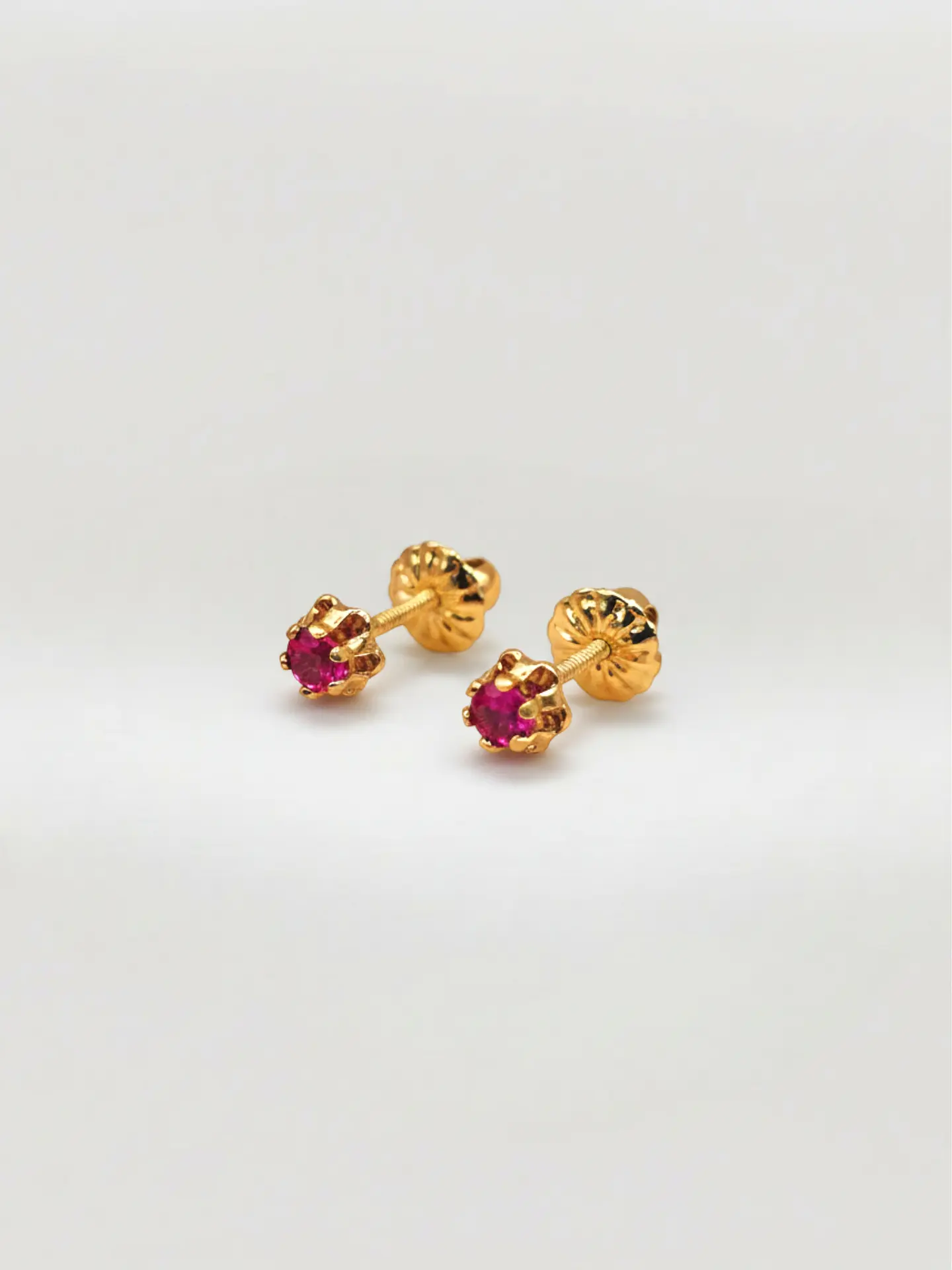 Aros Chatón Italiano Rubí Chico Oro 18k 2