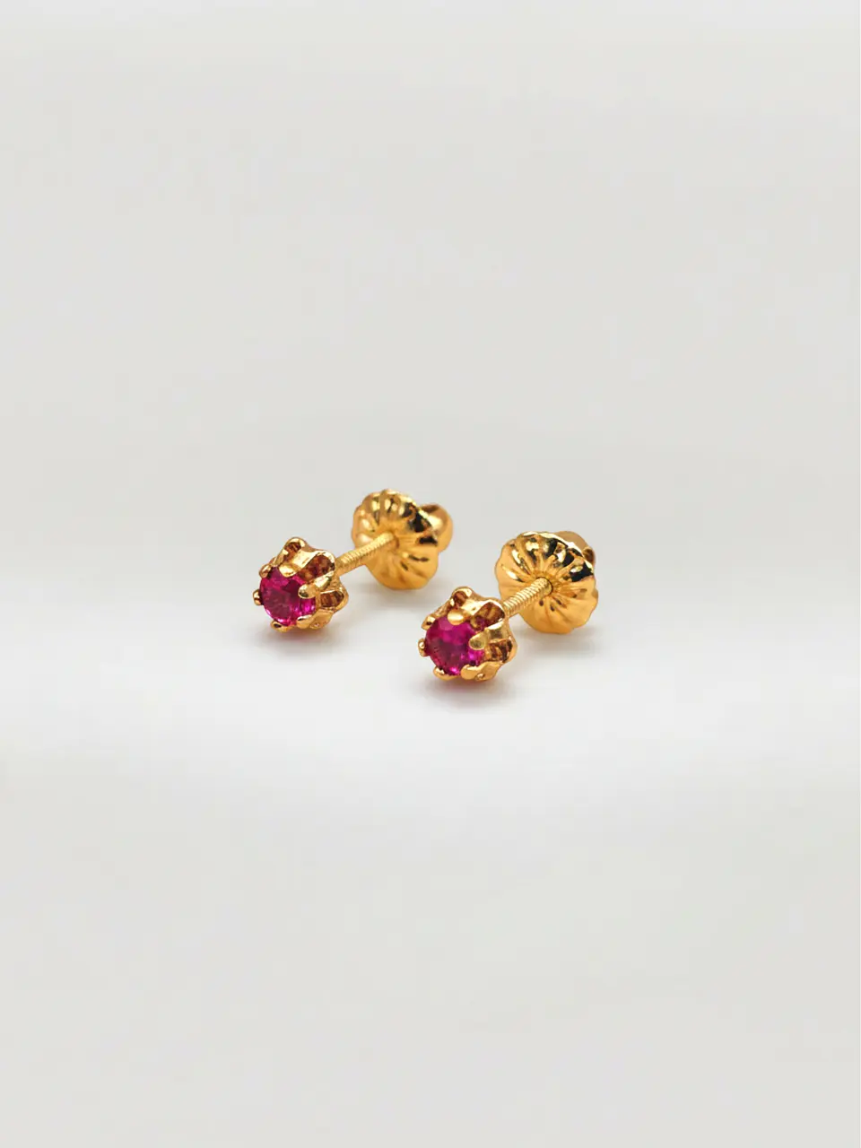 Aros Chatón Italiano Rubí Chico Oro 18k 2