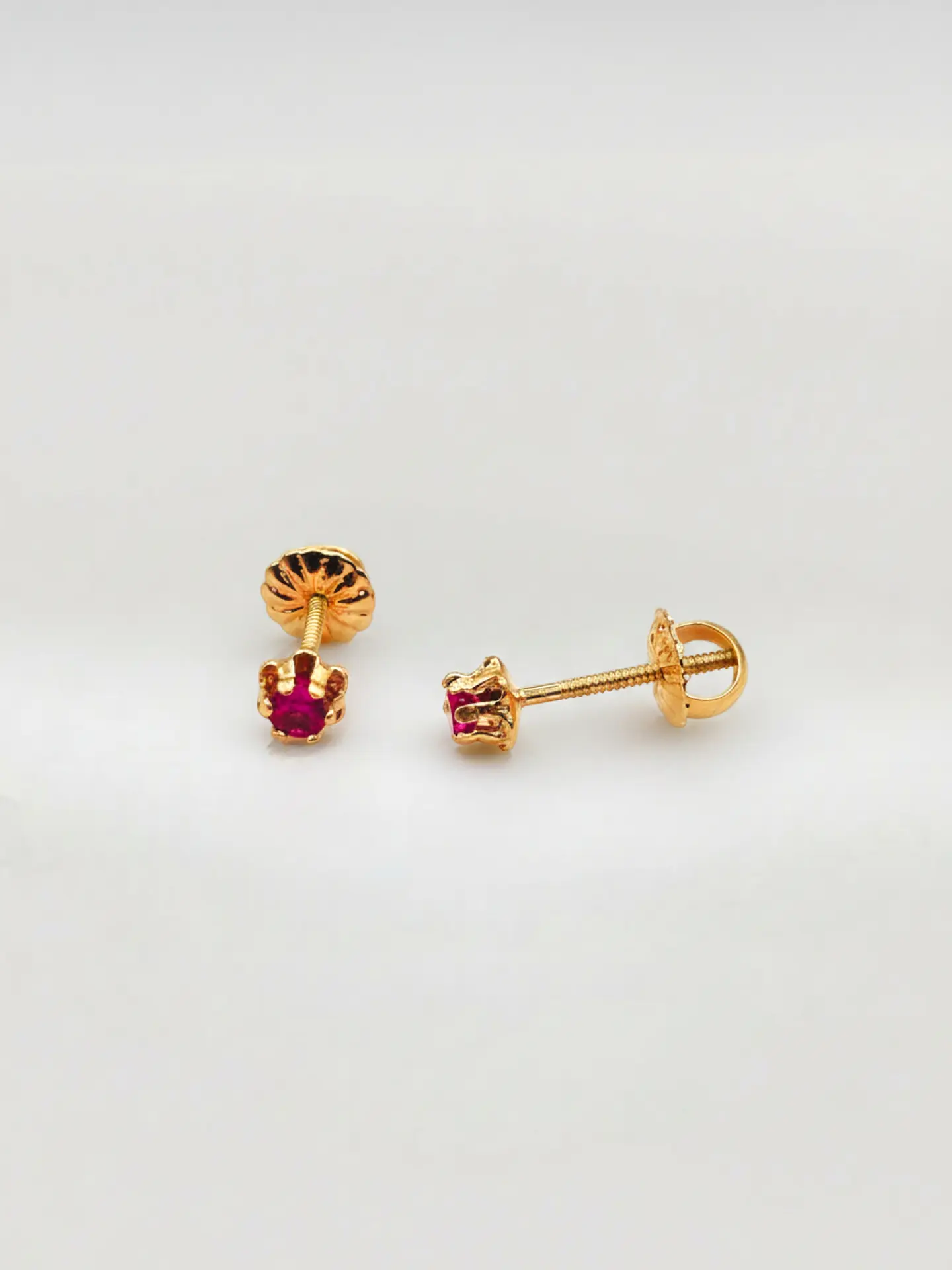 Aros Chatón Italiano Rubí Chico Oro 18k 3