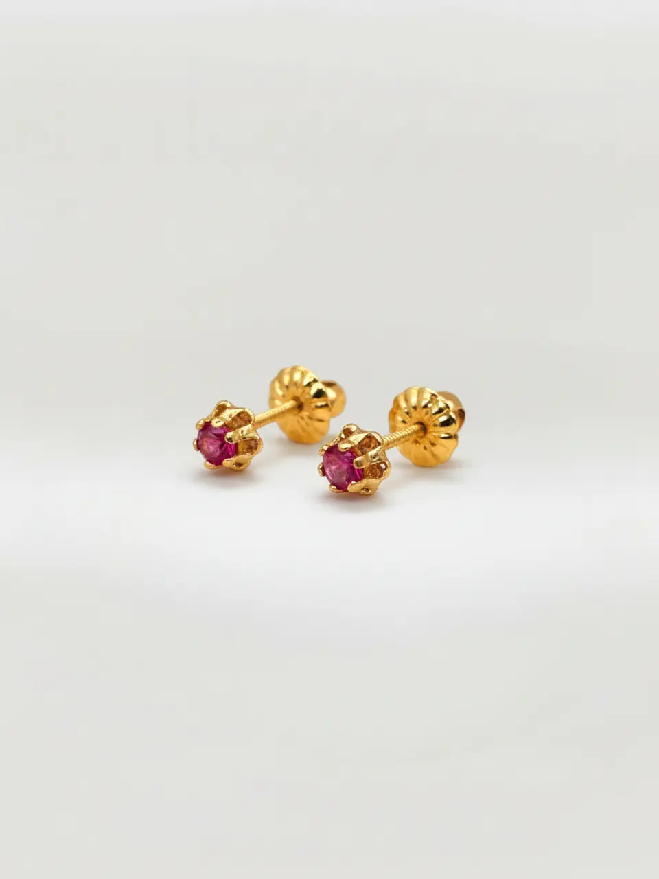 Aros Chatón Italiano Rubí Chico Oro 18k 4