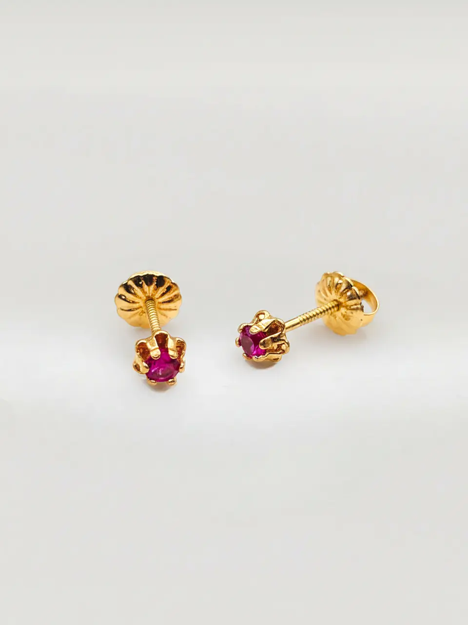 Aros Chatón Italiano Rubí Chico Oro 18k 6