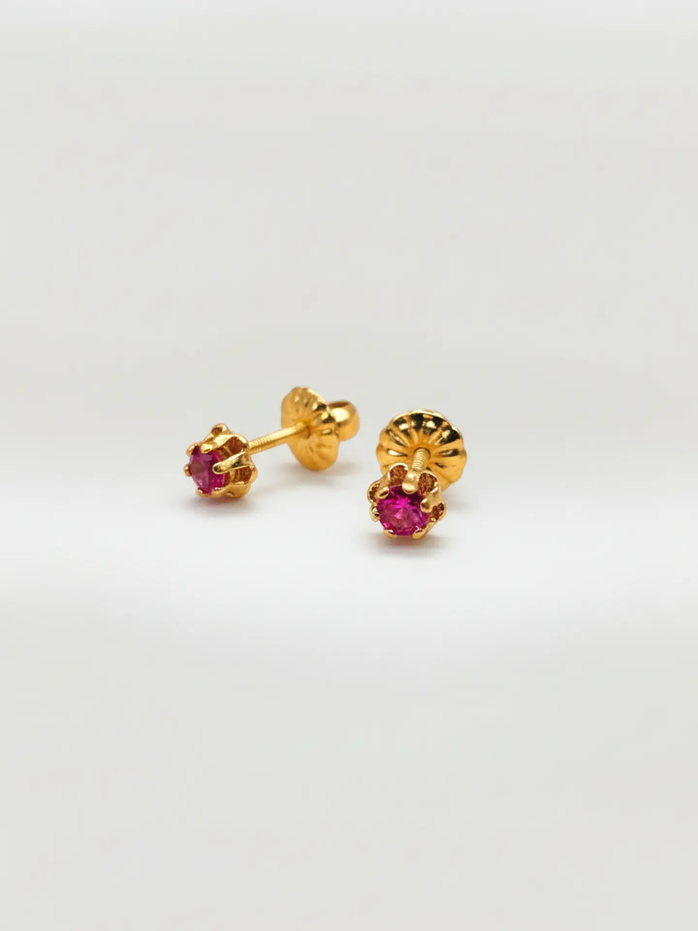 Aros Chatón Italiano Rubí Chico Oro 18k 7