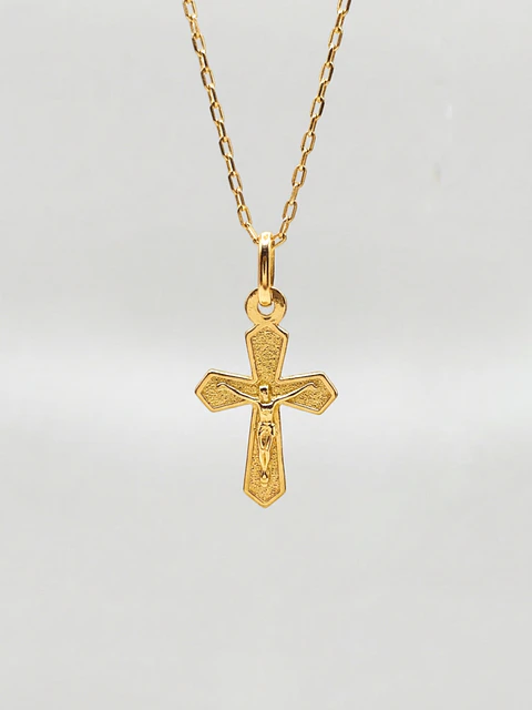 Cadena Fe Sagrada con Cristo Oro 18k