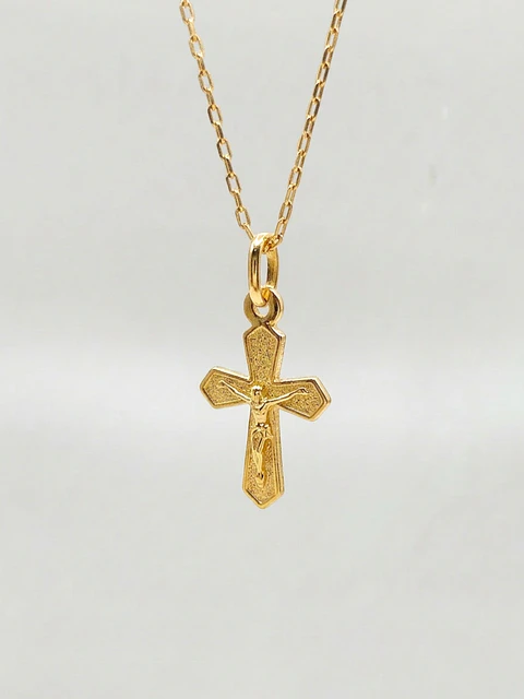 Cadena Fe Sagrada con Cristo Oro 18k