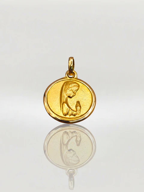 Colgante Devoción Virgen Niña Oro 18k