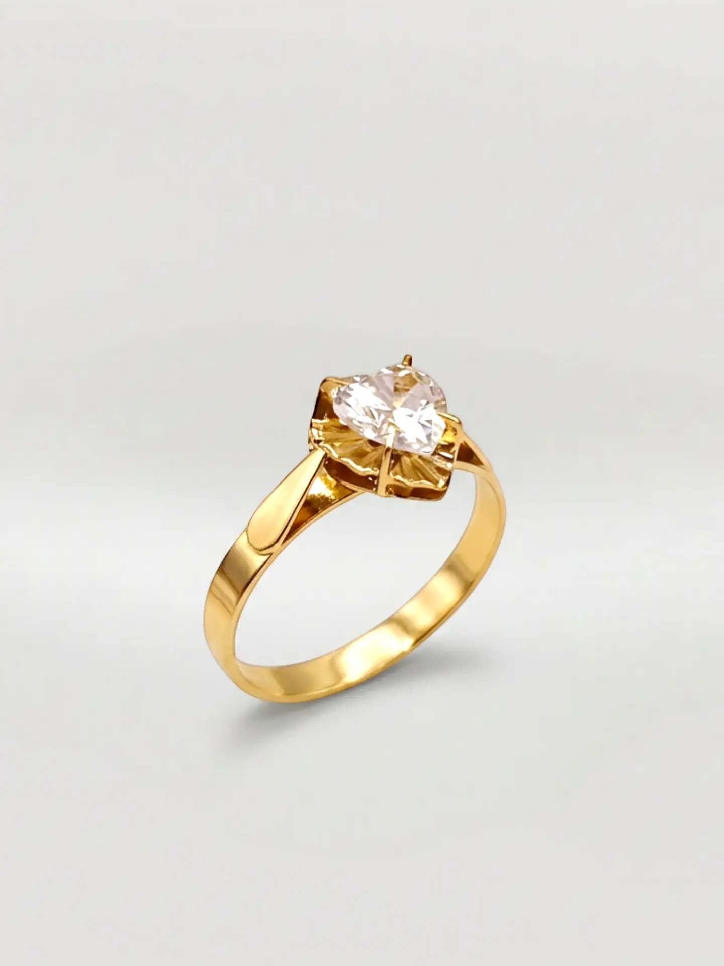 Anillo Corazón de Cristal Circón Oro 18k 1