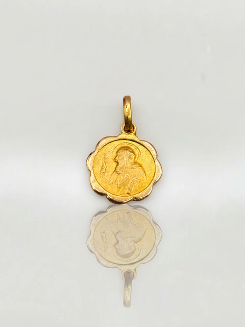Colgante Protección Medalla San Benito Oro 18k