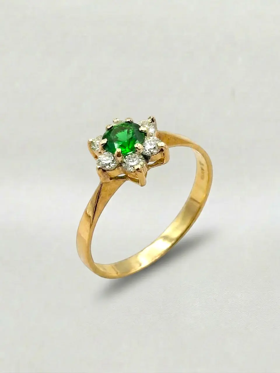 Anillo Roseta Esmeralda Real Oro 18k 2