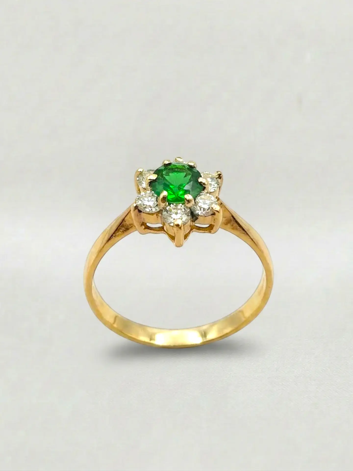 Anillo Roseta Esmeralda Real Oro 18k 1