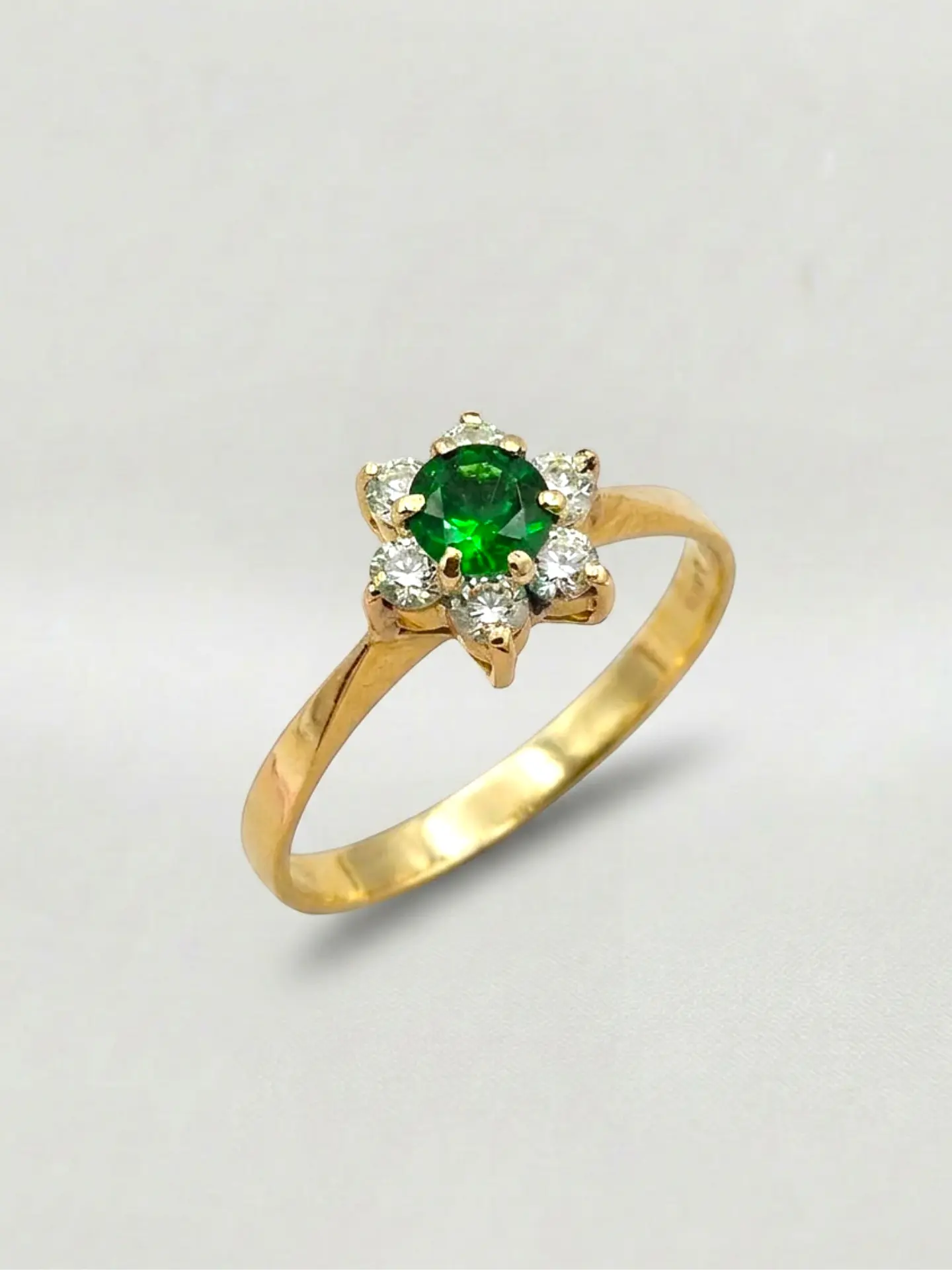 Anillo Roseta Esmeralda Real Oro 18k 3