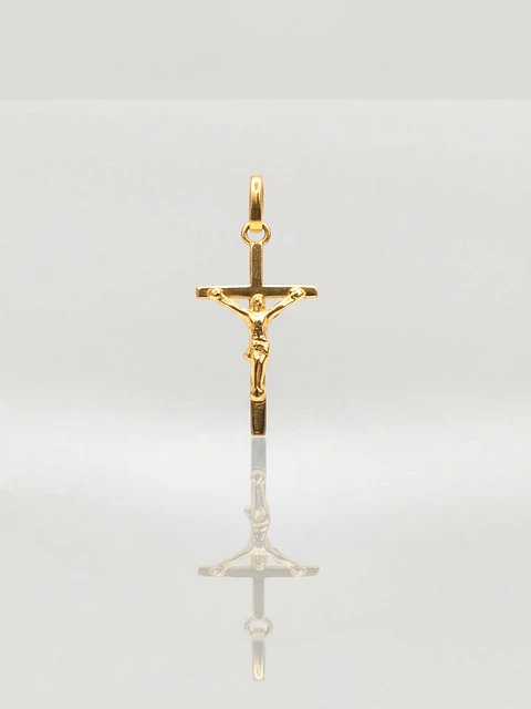 Colgante Cruz de Fe con Cristo Oro 18k